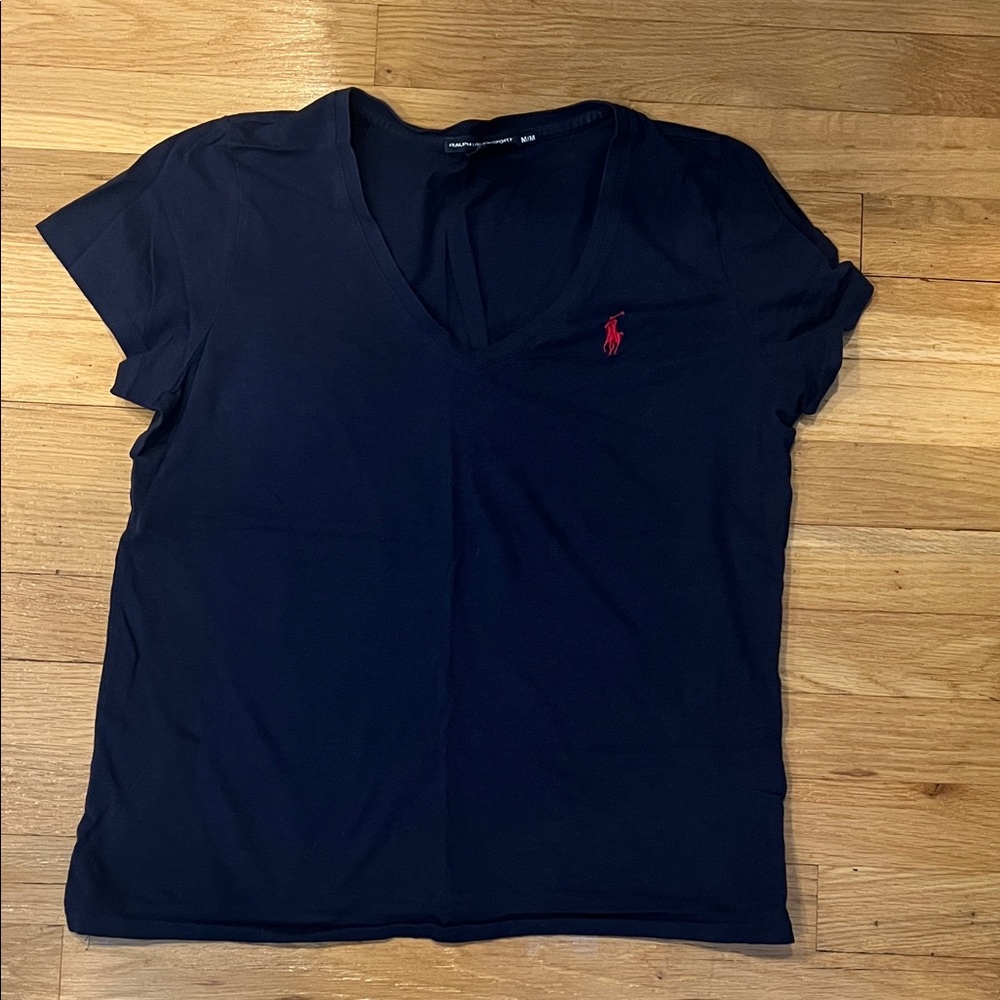 Polo by Ralph Lauren Women's Navy V-Neck Tee